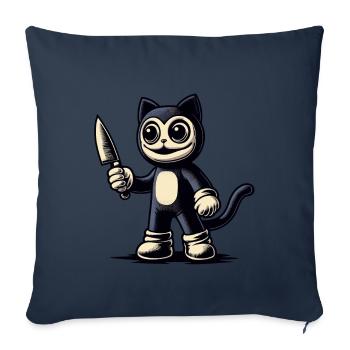 Costume d’Halloween Creepy Cat Psycho Pet - Housse de coussin décorative 45 x 45 cm - bleu marine - Devant