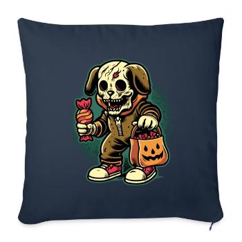 Chien zombie mort-vivant Trick Or Treat - Housse de coussin décorative 45 x 45 cm - bleu marine - Devant