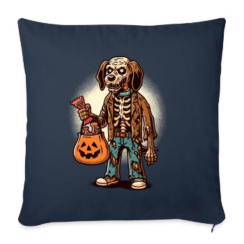 Mort-vivant zombie chien Trick or Treat Halloween - Housse de coussin décorative 45 x 45 cm - bleu marine - Devant