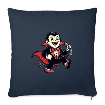 Décoration de costume de vampire d’Halloween de style vintage rétro - Housse de coussin décorative 45 x 45 cm - bleu marine - Devant