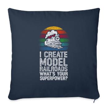 I Create Model Railroads Superpower - Sofa pillowcase 17,3'' x 17,3'' (45 x 45 cm) - navy - Front