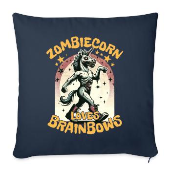 Licorne zombie Halloween Licornes effrayantes - Housse de coussin décorative 45 x 45 cm - bleu marine - Devant
