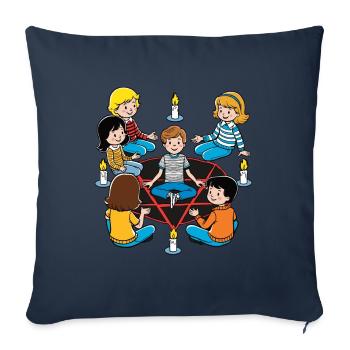 Design rétro Occulte Rituels d’invocation Vintage - Housse de coussin décorative 45 x 45 cm - bleu marine - Devant
