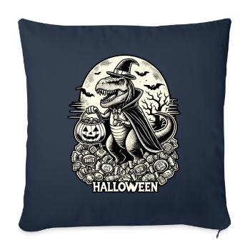 La sorcière drôle d'Halloween T-Rex adore les bonbons - Housse de coussin décorative 45 x 45 cm - bleu marine - Devant