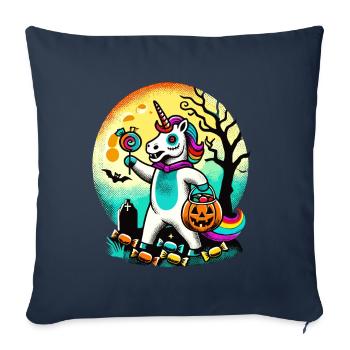 Drôle de licorne zombie aime les bonbons - Housse de coussin décorative 45 x 45 cm - bleu marine - Devant