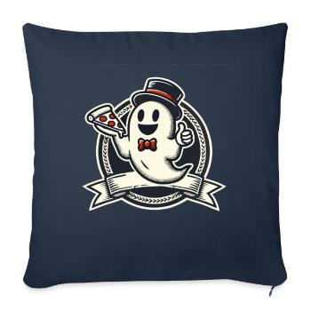 Halloween Drôle Fantôme Avec Pizza - Housse de coussin décorative 45 x 45 cm - bleu marine - Devant