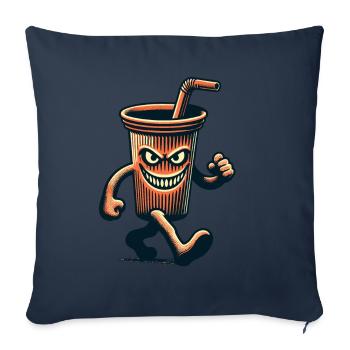 Unheimlicher Trinkbecher Getränke für Gruselfilme - Sofakissenbezug 45 x 45 cm - Navy - Vorne
