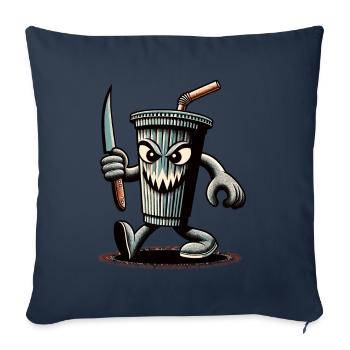 Unheimlicher Psycho Trinkbecher Getränke - Sofakissenbezug 45 x 45 cm - Navy - Vorne