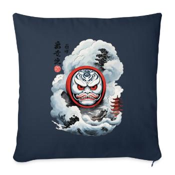 Japanese Daruma Aesthetic Yokai Streetwear - Sofa pillowcase 17,3'' x 17,3'' (45 x 45 cm) - navy - Front