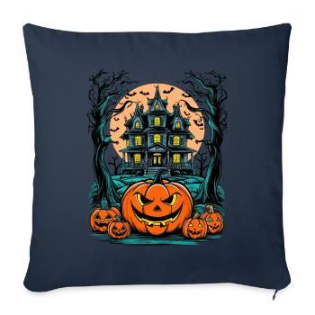 Maison hantée effrayante Villa hantée effrayante - Housse de coussin décorative 45 x 45 cm - bleu marine - Devant