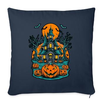 Maison hantée effrayante Villa hantée effrayante - Housse de coussin décorative 45 x 45 cm - bleu marine - Devant