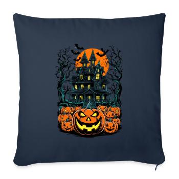 Maison hantée effrayante Villa hantée effrayante - Housse de coussin décorative 45 x 45 cm - bleu marine - Devant