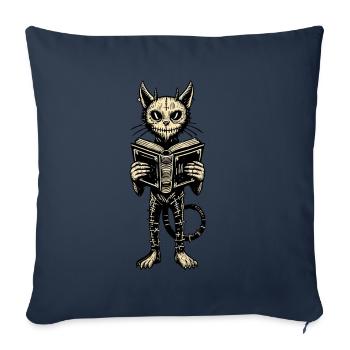 Démons effrayants chat chat noir design - Housse de coussin décorative 45 x 45 cm - bleu marine - Devant
