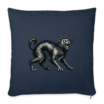 Chat sorcière noir effrayant Chat effrayant - Housse de coussin décorative 45 x 45 cm - bleu marine - Devant