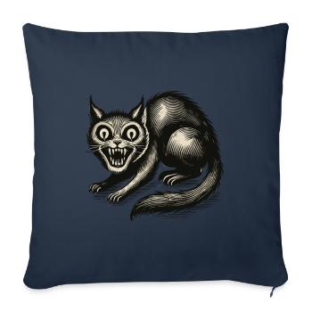 Chat Sorcière Magique Chat Horreur Horrible - Housse de coussin décorative 45 x 45 cm - bleu marine - Devant