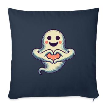 Mon Halloween Boo Mignon Amour Fantôme - Housse de coussin décorative 45 x 45 cm - bleu marine - Devant