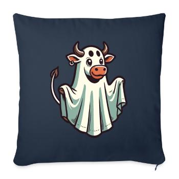 Idée de costume de drap de drap fantôme de vache drôle - Housse de coussin décorative 45 x 45 cm - bleu marine - Devant