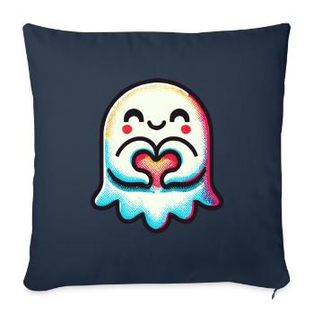 Mon Halloween Boo Mignon Amour Fantôme - Housse de coussin décorative 45 x 45 cm - bleu marine - Devant