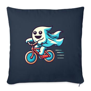 Bicycle Riding Ghost Funny Ghost - Sofa pillowcase 17,3'' x 17,3'' (45 x 45 cm) - navy - Front
