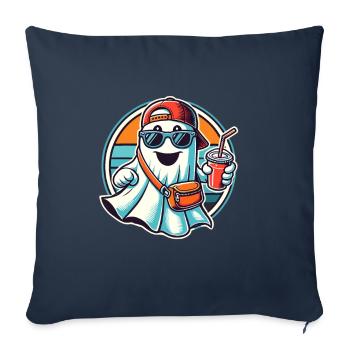 Boo-Jee Fantôme Drôle Fantôme à la mode - Housse de coussin décorative 45 x 45 cm - bleu marine - Devant