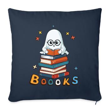 Mignon Drôle Livre Amoureux Fantôme - Housse de coussin décorative 45 x 45 cm - bleu marine - Devant