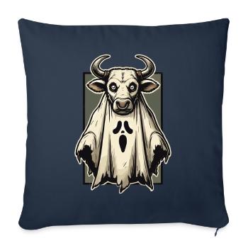 Idée de costume effrayant de vache fantôme taureau - Housse de coussin décorative 45 x 45 cm - bleu marine - Devant