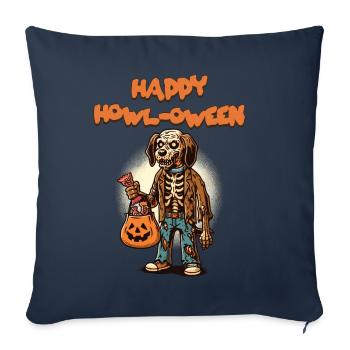 Happy Howl-oween Drôle Halloween Chien Dire - Housse de coussin décorative 45 x 45 cm - bleu marine - Devant