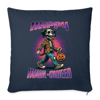 Happy Howl-oween Drôle Halloween Chien Dire - Housse de coussin décorative 45 x 45 cm - bleu marine - Devant