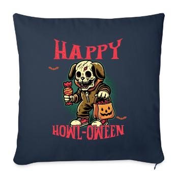 Happy Howl-Oween Drôle de chien Halloween Dire - Housse de coussin décorative 45 x 45 cm - bleu marine - Devant