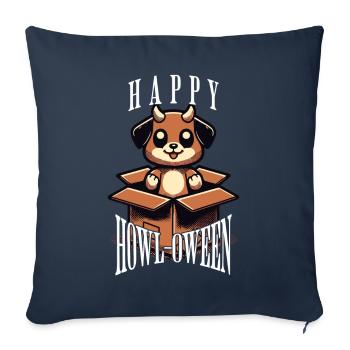 Happy Howl-Oween Drôle de chien Halloween Dire - Housse de coussin décorative 45 x 45 cm - bleu marine - Devant