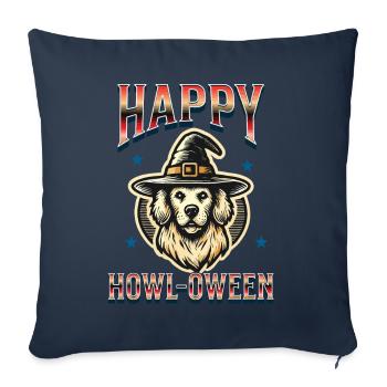 Happy Howl-Oween Drôle Halloween Chien Dire - Housse de coussin décorative 45 x 45 cm - bleu marine - Devant