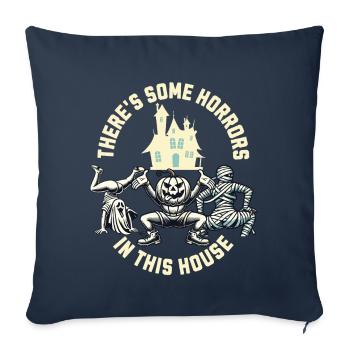Il y a des horreurs drôles de dicton d’Halloween - Housse de coussin décorative 45 x 45 cm - bleu marine - Devant