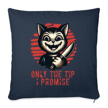 Drôle de chat ne disant que le pourboire Chat psycho - Housse de coussin décorative 45 x 45 cm - bleu marine - Devant