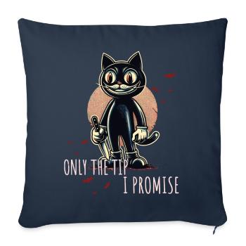Drôle de chat ne disant que le pourboire Chat psycho - Housse de coussin décorative 45 x 45 cm - bleu marine - Devant
