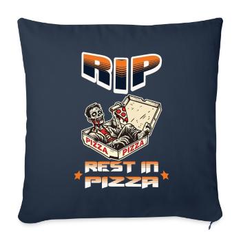 Effrayant Drôle Pizza Lover Zombie - Housse de coussin décorative 45 x 45 cm - bleu marine - Devant