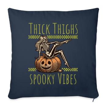 Cuisses épaisses et vibrations effrayantes Halloween Girls - Housse de coussin décorative 45 x 45 cm - bleu marine - Devant