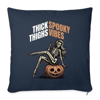 Cuisses épaisses et vibrations effrayantes Halloween Girls - Housse de coussin décorative 45 x 45 cm - bleu marine - Devant