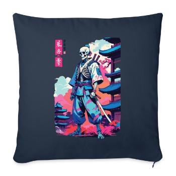 Oni Skeleton Samurai Vaporwave Aesthetic - Sofa pillowcase 17,3'' x 17,3'' (45 x 45 cm) - navy - Front