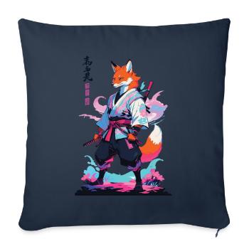 Kitsune Samurai Fox Aesthetic Vaporwave Style - Sofa pillowcase 17,3'' x 17,3'' (45 x 45 cm) - navy - Front