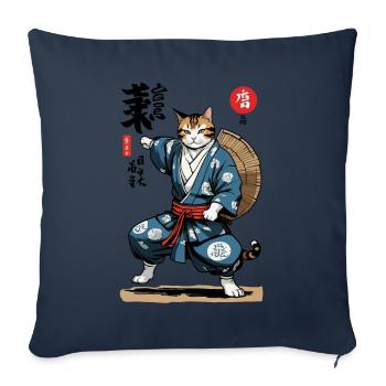 Samurai Cat Vintage Ukiyo-E Asian Style - Sofa pillowcase 17,3'' x 17,3'' (45 x 45 cm) - navy - Front