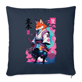 Kitsune Samurai Fox Aesthetic Vaporwave Style - Sofa pillowcase 17,3'' x 17,3'' (45 x 45 cm) - navy - Front