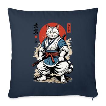 Samurai Cat Vintage Ukiyo-E Japanese Design - Sofa pillowcase 17,3'' x 17,3'' (45 x 45 cm) - navy - Front