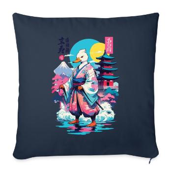 Samurai Duck Aesthetic Vaporwave Style Japanese - Sofa pillowcase 17,3'' x 17,3'' (45 x 45 cm) - navy - Front