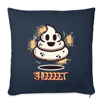 Drôle Caca Pile Fantôme Caca d’Halloween - Housse de coussin décorative 45 x 45 cm - bleu marine - Devant