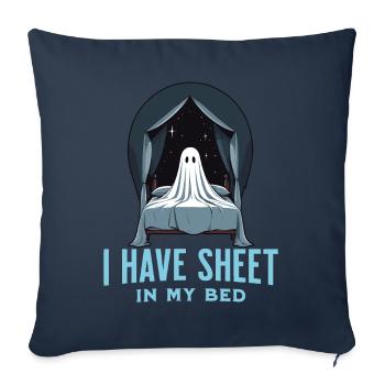 Funny Halloween Saying: There's Sheet In My Bed - Sofa pillowcase 17,3'' x 17,3'' (45 x 45 cm) - navy - Front
