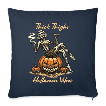 Halloween drôle avec des cuisses épaisses et Halloween - Housse de coussin décorative 45 x 45 cm - bleu marine - Devant