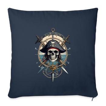 Drapeaux de pirate crâne Jolly Roger costume de pirate - Housse de coussin décorative 45 x 45 cm - bleu marine - Devant