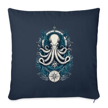Octopus Sea Monster Fisherman Sailboat Sea - Sofa pillowcase 17,3'' x 17,3'' (45 x 45 cm) - navy - Front