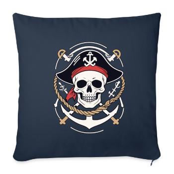 Drôle de Pirate Tenue Jolly Roger Design - Housse de coussin décorative 45 x 45 cm - bleu marine - Devant