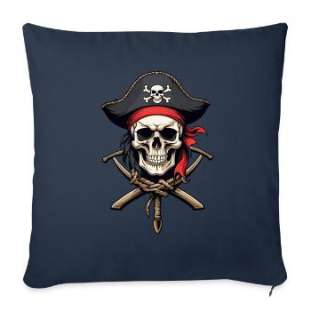 Drapeaux de pirate crâne Jolly Roger costume de pirate - Housse de coussin décorative 45 x 45 cm - bleu marine - Devant
